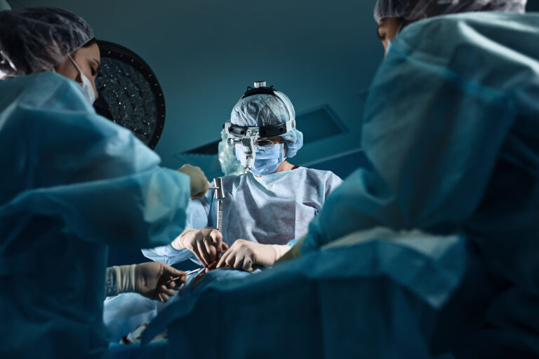 A shot of an emergency and a serious accident in the operating room, a team of surgeons makes an emergency operation to people in an accident. Saving lives, modern medetsina