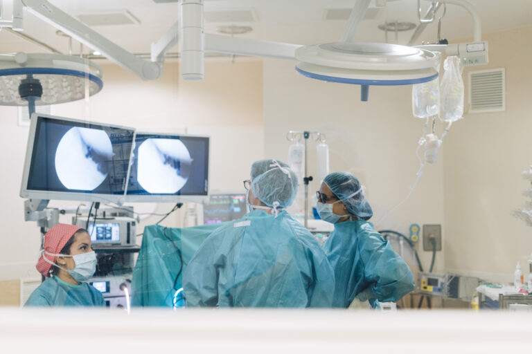 Team of surgeons operating in the hospital