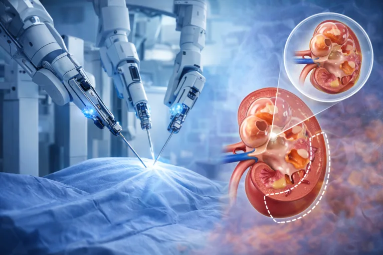 Nefrectomie parțială robotică pentru chist renal Bosniak IIF complex