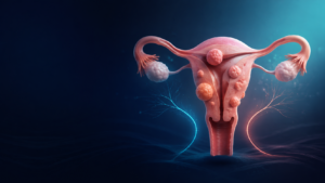 Ilustrație medicală a uterului cu fibroame uterine